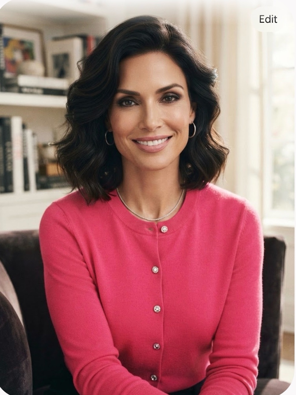 J. Crew Pink Button-Up Crewneck Cardigan